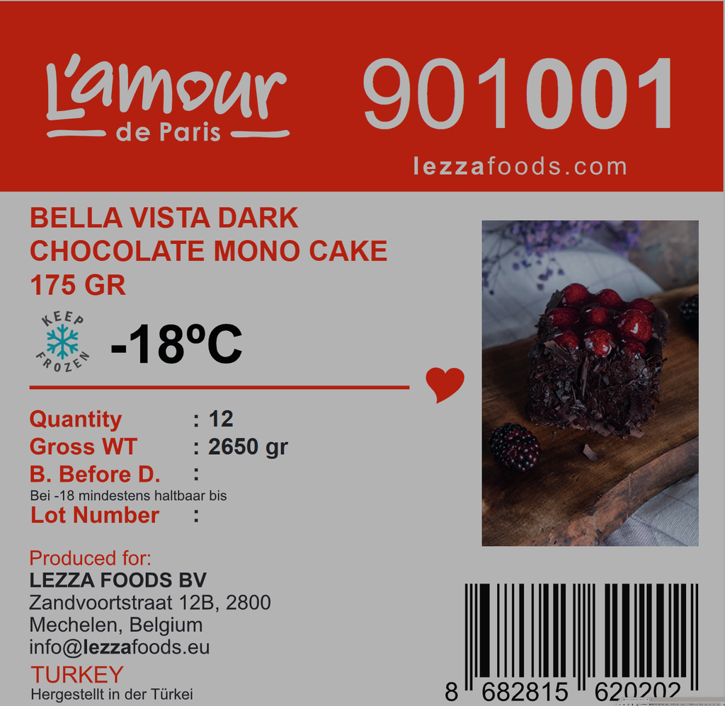 Bella Vista Dark Chocolate Mono Cake with Pack