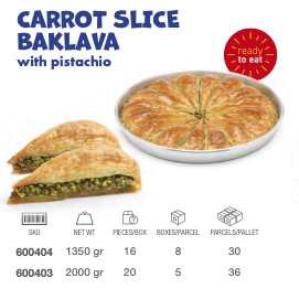 [600404] LEZZA Triangle Baklava with Pistachios Tray (Havuc Dilimi Fistikli Baklava) 1350 gr
