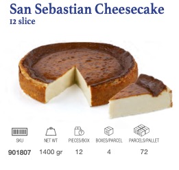 [901807] LAMOUR San Sebastian Whole Cheesecake 12 Slice